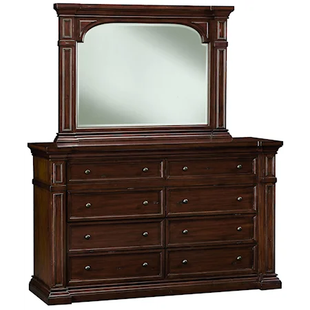 8-Drawer Dresser and Landscape Mirror Set